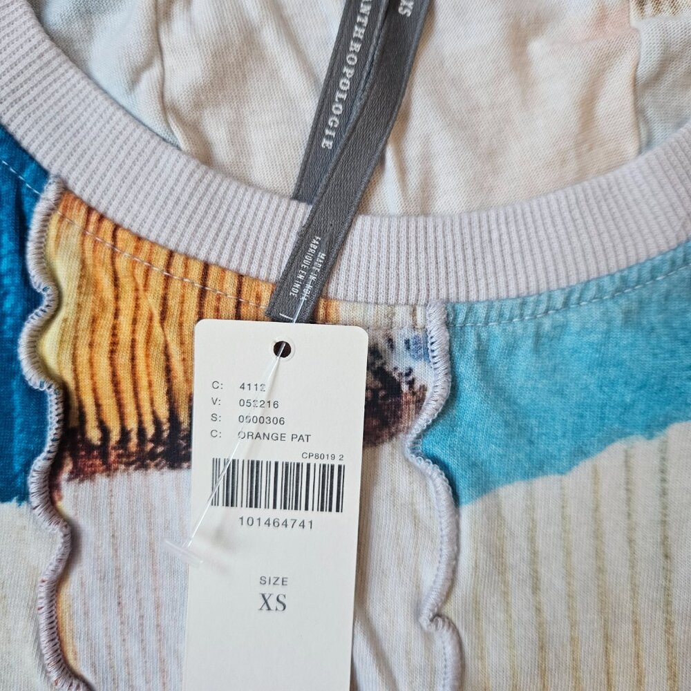 By Anthropologie Mixed Print Crew Neck Top Size XS - Picture 5 of 6